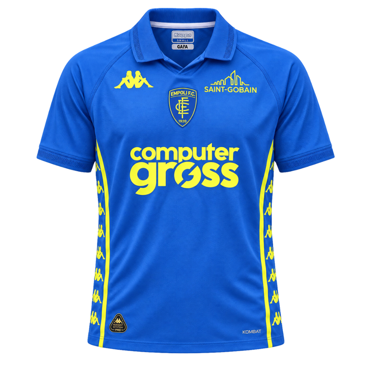 Empoli 2024/25 Home Jersey Kombat Pro in blue with yellow sponsor logos - ITASPORT