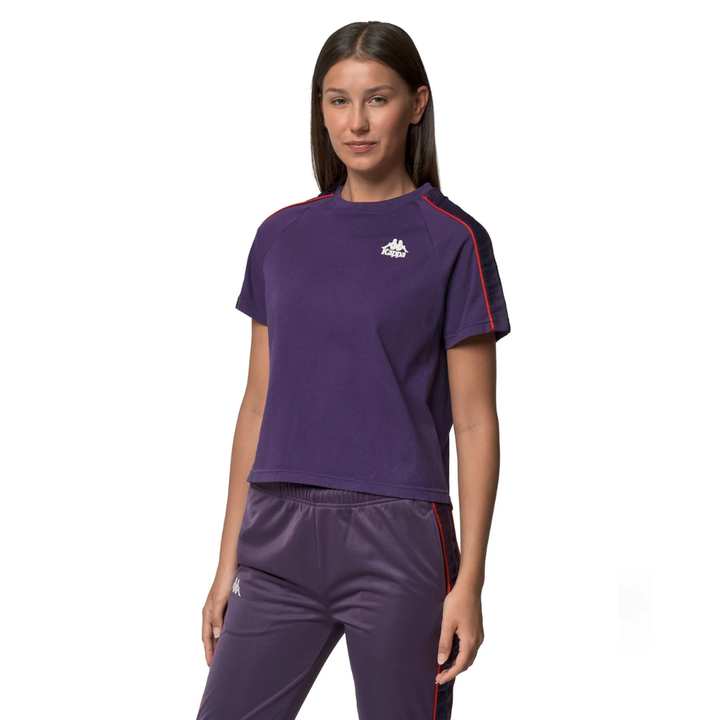Kappa 222 Banda Adi Women's Tee Violet model three quarter view - Kappa